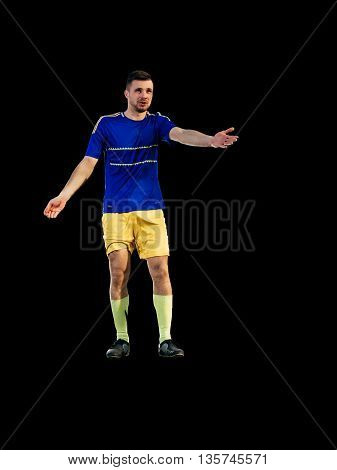 Soccer player have pain injury accident on football training isolated
