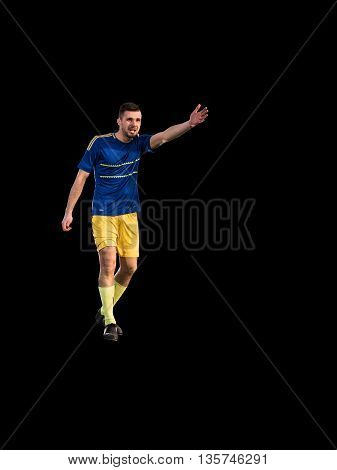 Soccer player have pain injury accident on football training isolated