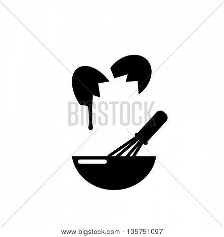 silhouette of a broken egg-cooking concept 