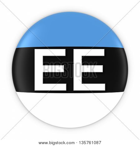 Estonia Flag Button With Two Letter Country Iso Code 3D Illustration
