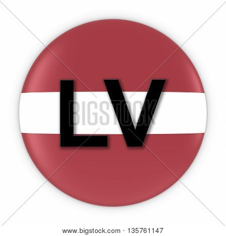 Latvia Flag Button With Two Letter Country Iso Code 3D Illustration