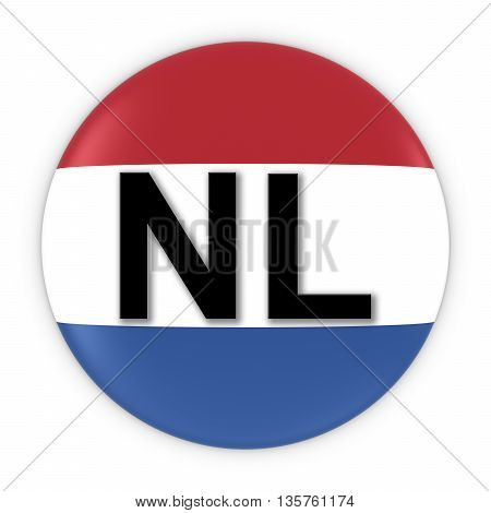 Netherlands Flag Button With Two Letter Country Iso Code 3D Illustration