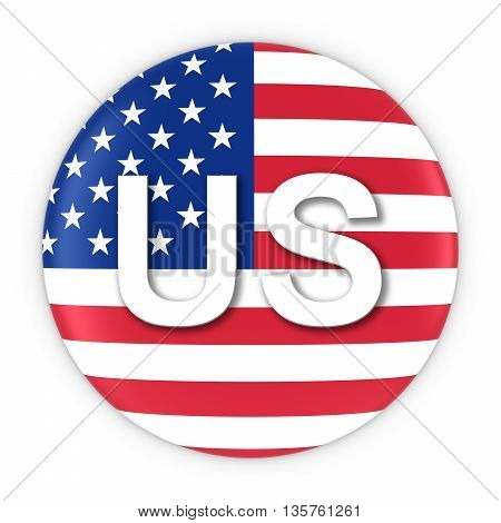 American Flag Button With Two Letter Country Iso Code 3D Illustration
