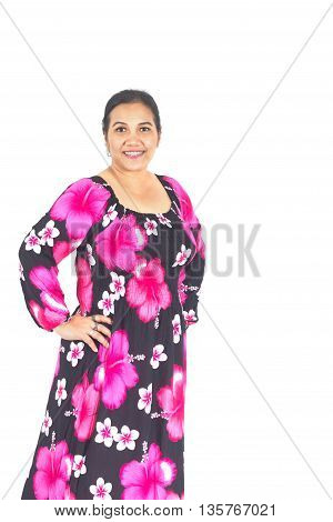 Thai Plump Woman With Colotful Dress