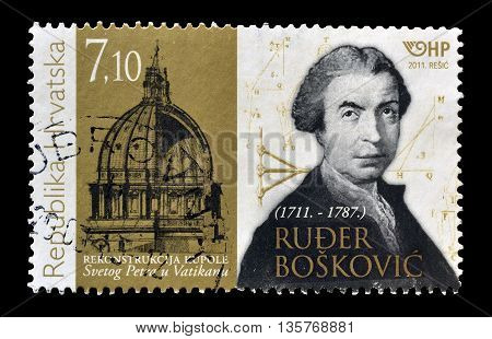 CROATIA - CIRCA 2011 : Cancelled postage stamp printed by Croatia, that shows Ruger Boskovic.