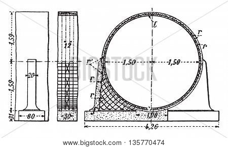 Aqueduct Acheres, vintage engraved illustration. Industrial encyclopedia E.-O. Lami - 1875.