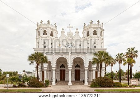 GALVESTON, USA - APR 13: Sacred Heart Catholic Church in the city of Galveston. April 13, 2016 in Galveston, Texas United States