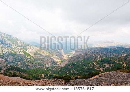 View of Psiloritis mountains on the island of Crete in Greece.
