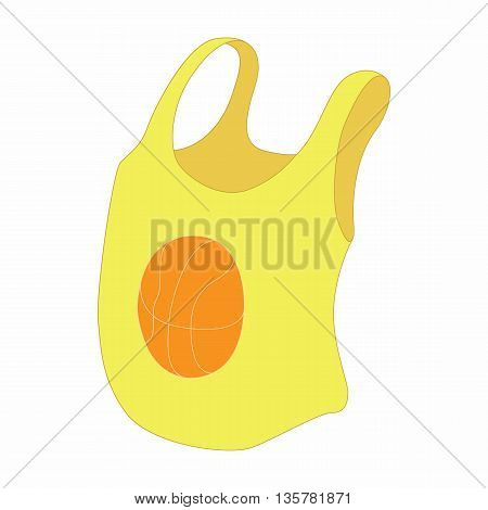 Yellow female tank top with basketball ball icon in cartoon style on a white background