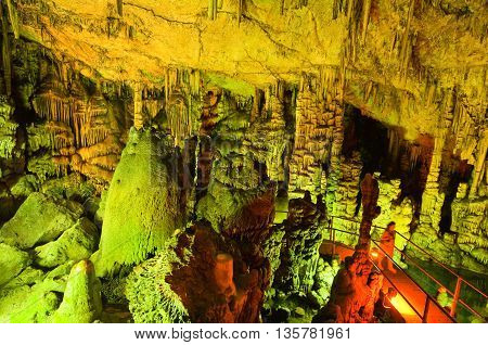 Inside of the Psychro Cave on the Crete island in Greece.