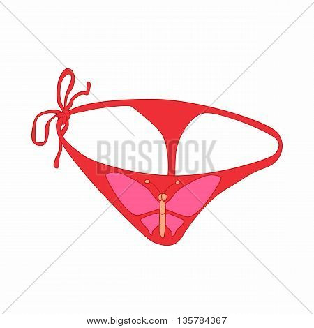 Pink sexy thong panties icon in cartoon style on a white background