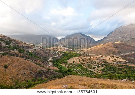 The Kourtaliotiko Gorge In Greece, Crete Island.