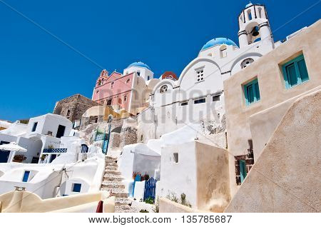 Oia cityscape on the island of Thera (Santorini) Greece.