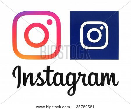 Kiev Ukraine - May 31 2016: Instagram new logos printed on white paper. Instagram is an online mobile photo-sharing video-sharing service.
