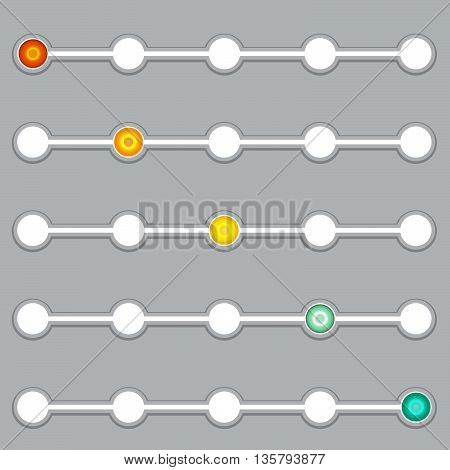 Progress indicator.Set of step by step progress bar. Positive and Negative Feedback indicator