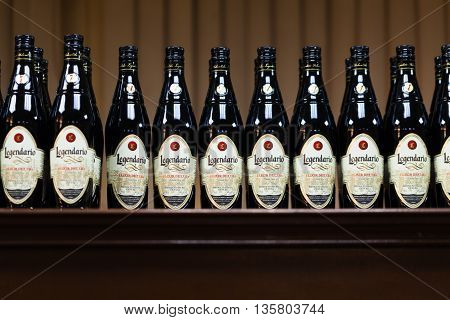 VARADERO, CUBA - DECEMBER 15, 2012: Cuba Rum bottles in series