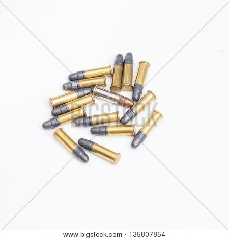 Small .22Lr Caliber Ammunition In A Pile