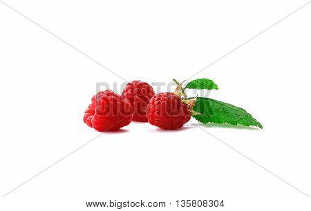 sweet tasty raspberries on white background photo for micro-stock
