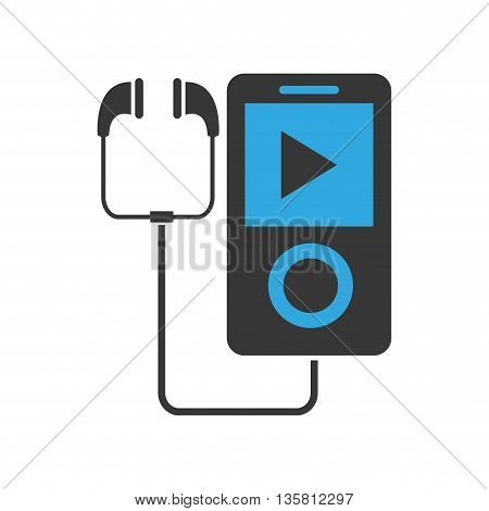 flat design portable music device with earphones vector illustration