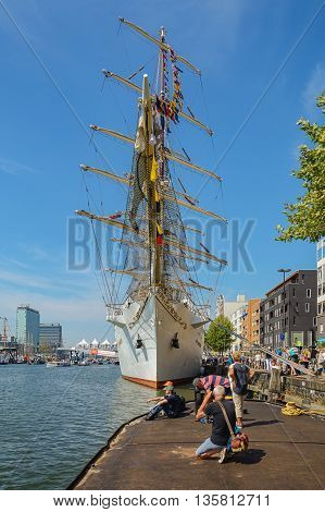 Amsterdam, Netherlands - August 20: SAIL Amsterdam 2015 is an immense flotilla of Tall Ships maritime heritage naval ships and impressive replicas August 20, 2015 in Amsterdam, Netherlands