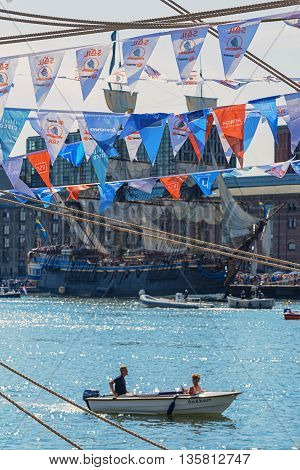 Amsterdam, Netherlands - August 20: SAIL Amsterdam 2015 is an immense flotilla of Tall Ships maritime heritage naval ships and impressive replicas August 20, 2015 in Amsterdam, Netherlands