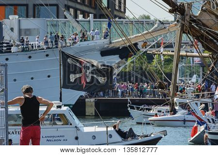 Amsterdam, Netherlands - August 20: SAIL Amsterdam 2015 is an immense flotilla of Tall Ships maritime heritage naval ships and impressive replicas August 20, 2015 in Amsterdam, Netherlands