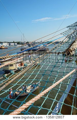 Amsterdam, Netherlands - August 20: SAIL Amsterdam 2015 is an immense flotilla of Tall Ships maritime heritage naval ships and impressive replicas August 20, 2015 in Amsterdam, Netherlands