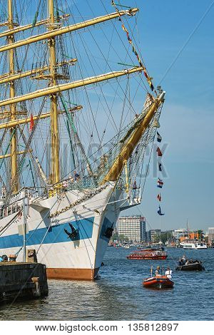 Amsterdam, Netherlands - August 20: SAIL Amsterdam 2015 is an immense flotilla of Tall Ships maritime heritage naval ships and impressive replicas August 20, 2015 in Amsterdam, Netherlands