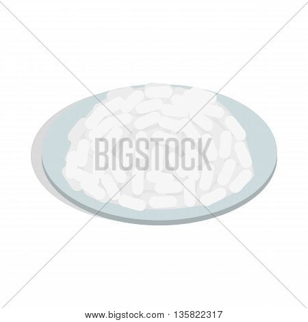 Bowl of rice icon in isometric 3d style on a white background
