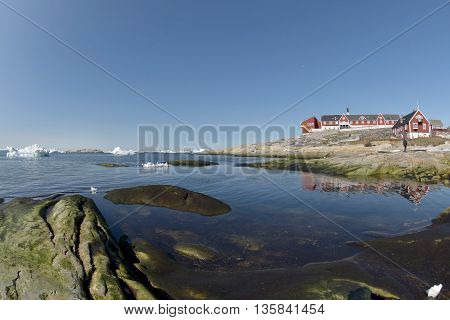 Icebergs are on the north pole, arctic ocean, Ilulissat town at Greenland
