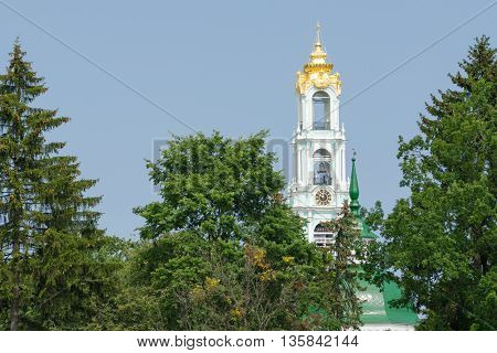 Sergiev Posad - August 10, 2015: View Of The Bell Tower Of Holy Trinity St. Sergius Lavra In Sergiev