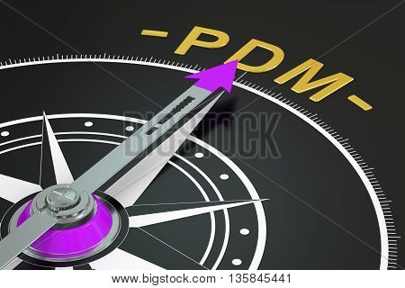 PDM compass concept 3D rendering on black background