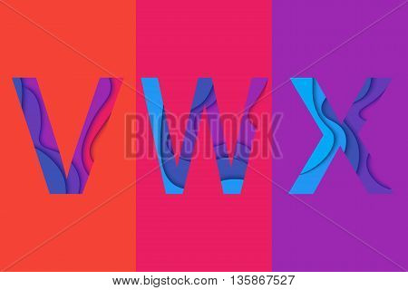 Letters V W X design template element. Material design Characters VWX vector icons and signs.