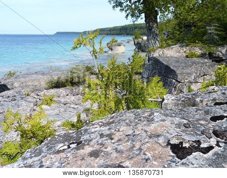 Lake Huron coastline on Bruce Peninsula, Ontario, Canada