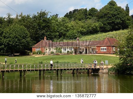 SUSSEX, ENGLAND - JUNE 11, 2014: View of the garden of Sussex Castle on June 11, 2014 in Sussex, England. It is one of the most visited castle gardens in Sussex and a landmark in England.