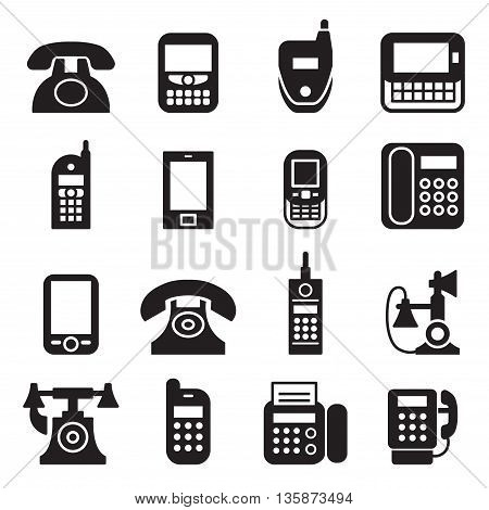 communication call phone vintage retro telephone Vector Illustration Set