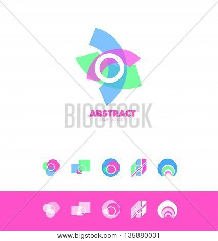 Vector company logo icon element template circle pastel colors set abstract square shape circle