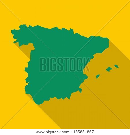 Map of Spain icon in flat style with long shadow. Territory symbol
