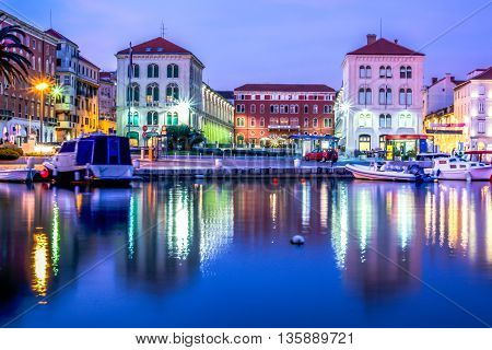 Prokurative square and promenade in evening, Split Croatia.