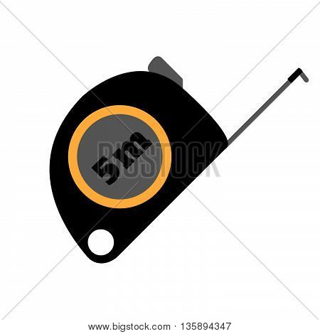 Roulette Measure Building Vector Flat Icon. Construction Working Tool Item. Flat Logo Roulette Measu