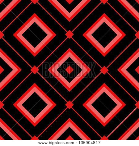 Template with red rhombus.Motif of rhombus.Black background.