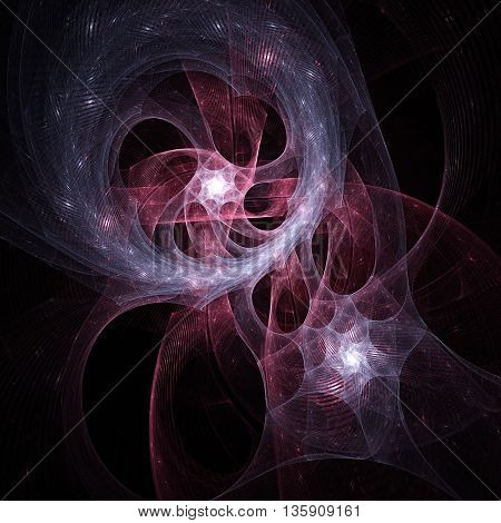Starry Nebula. Attraction of two nuclei. Sacred geometry. Mysterious psychedelic relaxation pattern. Fractal abstract texture. Digital artwork graphic design astrology alchemy magic.