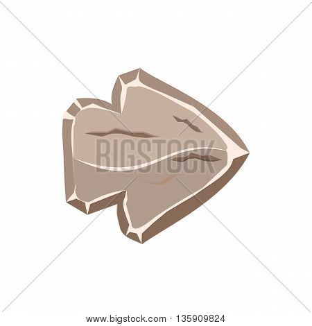 Cartoon stone arrow, stone button in gray color. arrow icon isolated on white background
