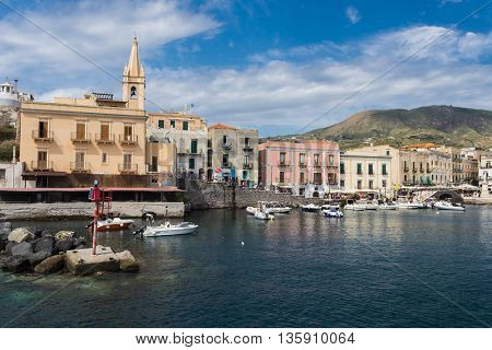 Marina of Lipari Island, which is the largest of Aeolian Islands of the Norhtern coast of Sicily, Italy