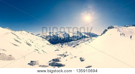 Winter mountain panorama. High alps, Malta valley in Austria.
