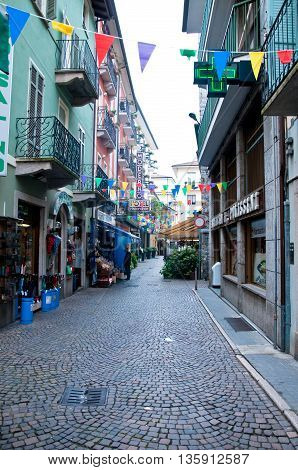 30 may 2016-stresa-italy- view of the beautiful streets of the city of Stresa located on Lake Maggiore