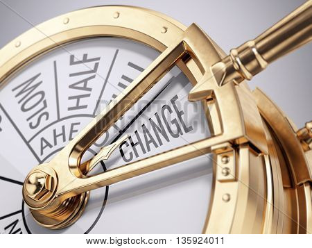 change concept - ships engine room telegraph on change direction