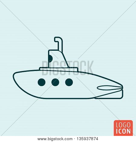 Submarine icon isolated. Outline submarine with periscope symbol. Vector illustration