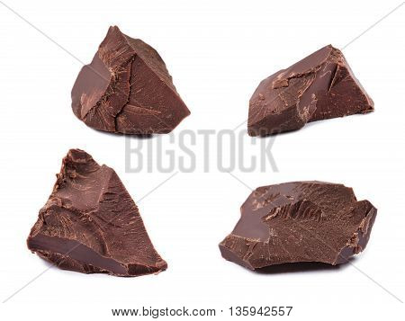 Close up Chocolate pieces isolated on white background