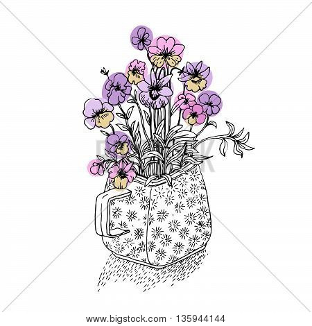 Vector sketch of the wildflowers on a white background.
